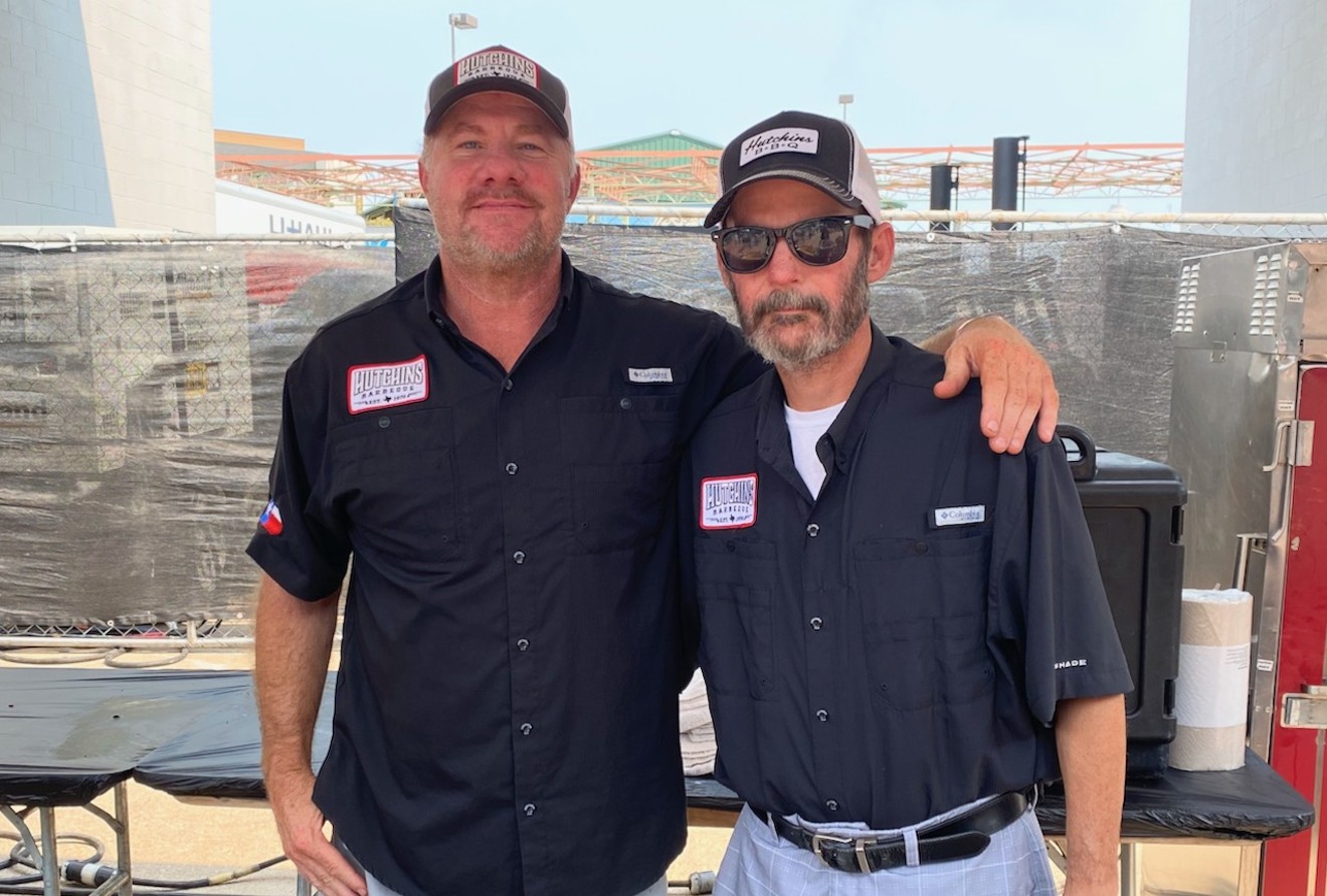 John Mueller (right) found his way to the Dallas area to work along side Trey Hutchins (left) at Hutchins' BBQ.