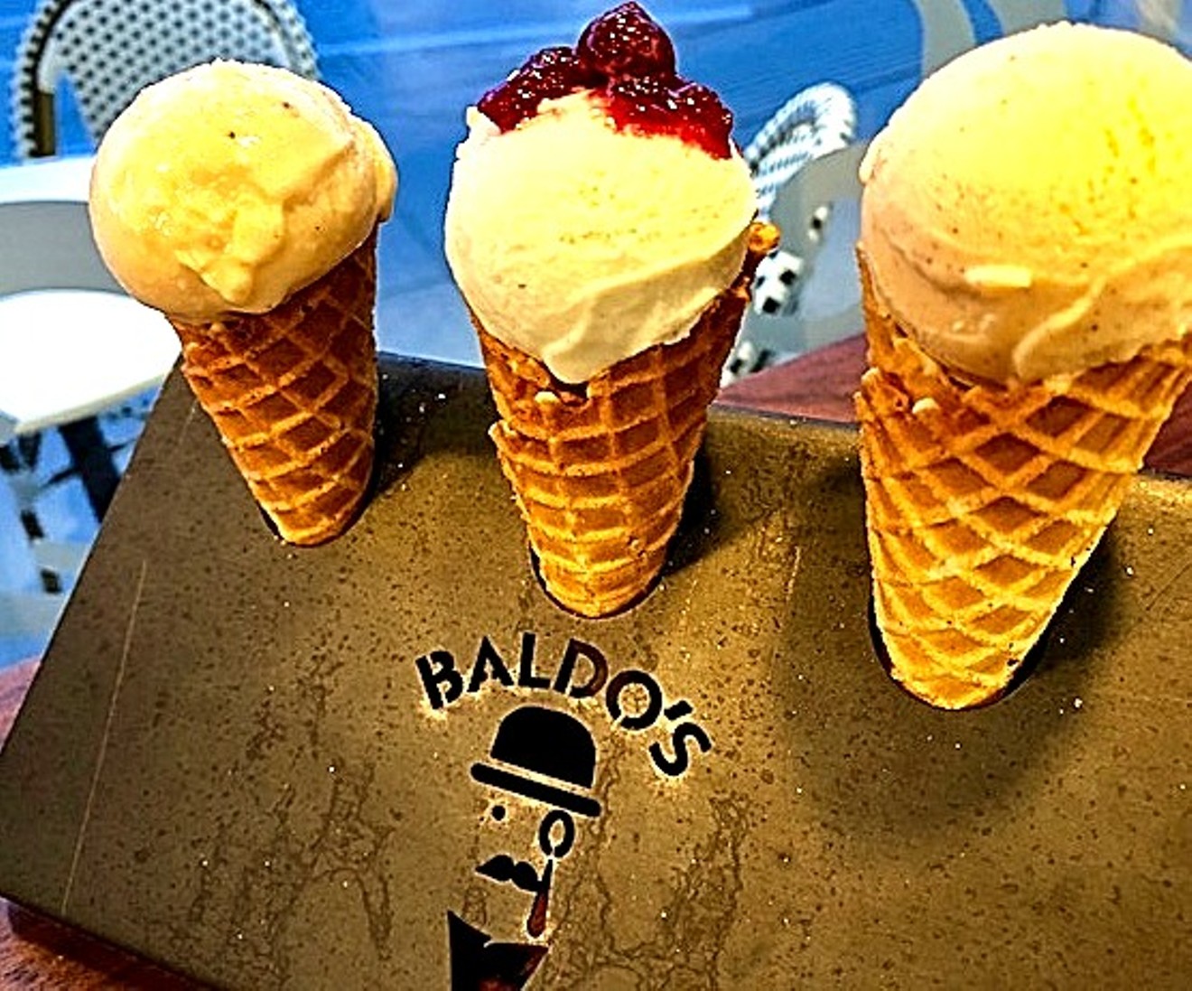 Baldo's mini cone flight is a commitment-phobe's dream: sample flavors like salted caramel, winter spruce and cinnamon cayenne without buying the whole cow.