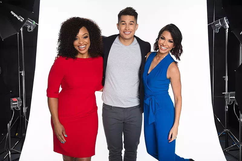 Image: From left to right, Morning Dose hosts Laila Muhammad, Gary Striewski and Melissa Rycroft.