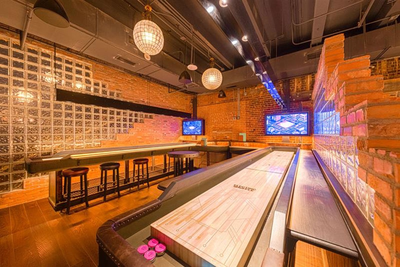 The shuffleboards use technology that keeps track of each players' score.