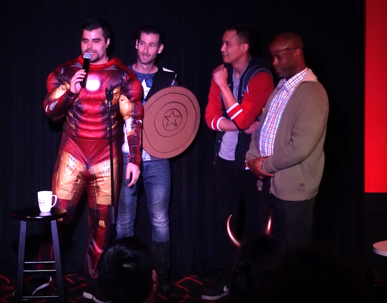 Iron Man (Josh Stramiello), Captain America (Tyson Faifer), Shang Chi (Liem Smith) and Nick Fury (Chris Hopkins) performed at the Marvel-ous Night of Comedy back in November at Hyena's Comedy Nightclub in Dallas. The show returns to Hyena's Dallas on Sunday.