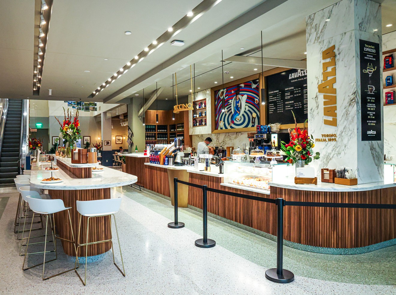Eataly now has an all-day cafe, Caffe Lavazza, that offers coffee in the morning and wine cocktails in the evening.