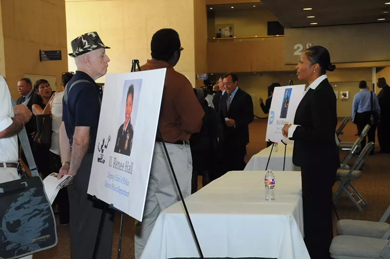 Image: U. Renee Hall (right) visited Dallas City Hall in July.