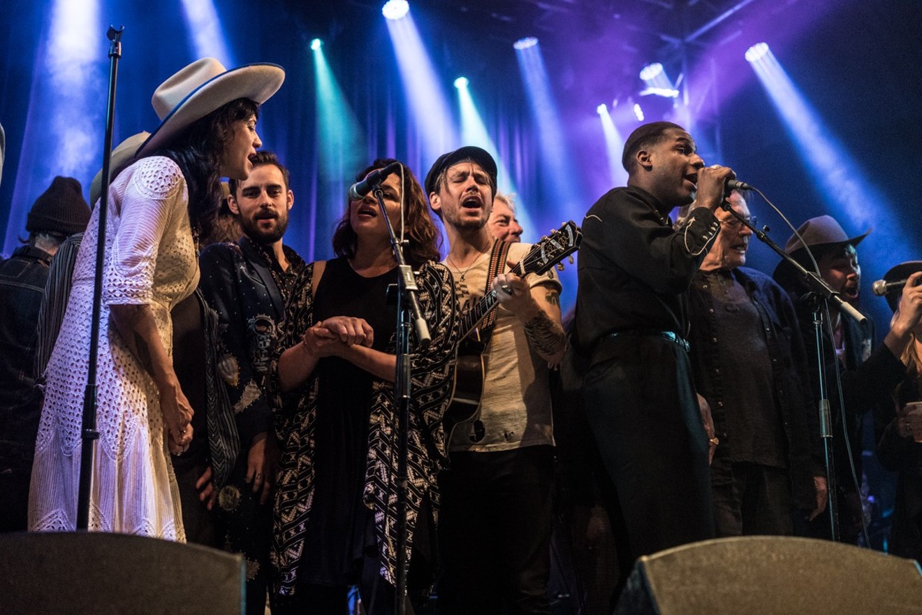 The three-hour-long Neil Fest was capped off by a finale featuring surprise guest Leon Bridges (fourth from right).