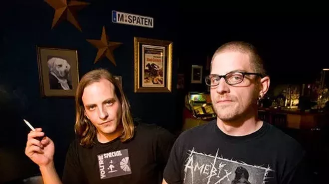 Daron Beck (left), shown here with Pinkish Black bandmate John Teague, died on Thursday.