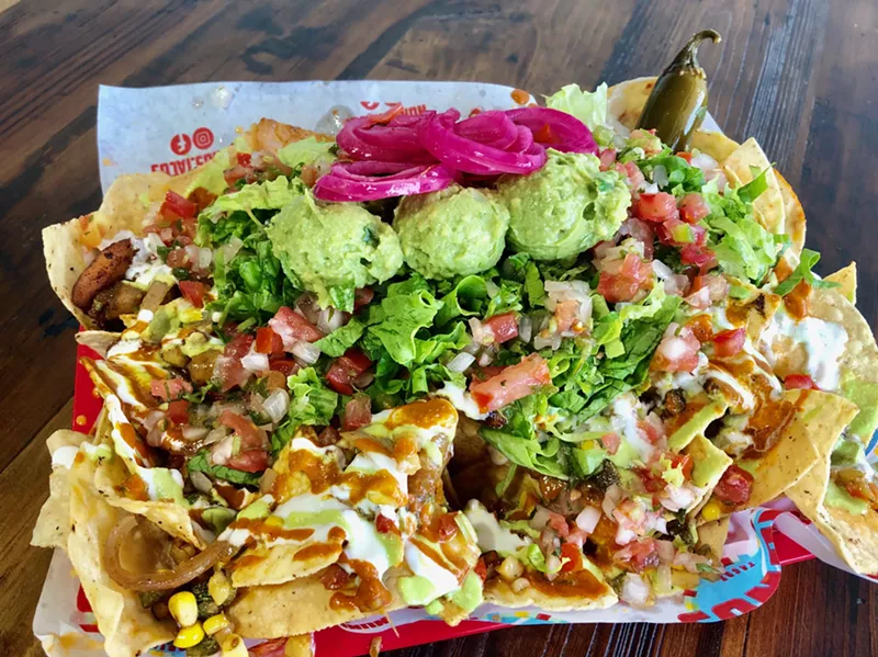 Image: Loaded nachos at Nuno’s Tacos and Vegmex Grill