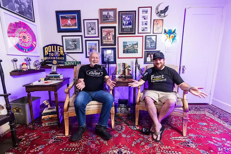 Image: Mike Rhyner (left) and Michael Gruber, aka "Grubes," began co-hosting the podcast, Your Dark Companion after The Freak went off the local radio dial.