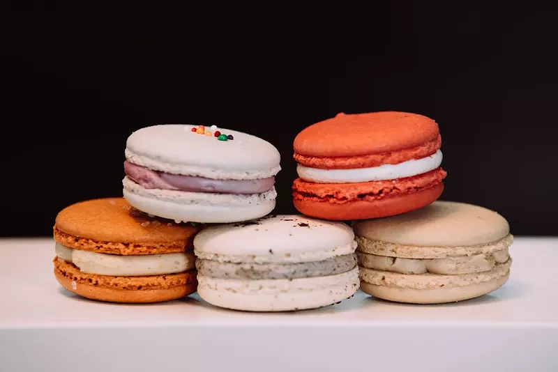 Image: Macarons from Ollio Patisserie are flawlessly executed, like this five pack of flavors called Indulgence.