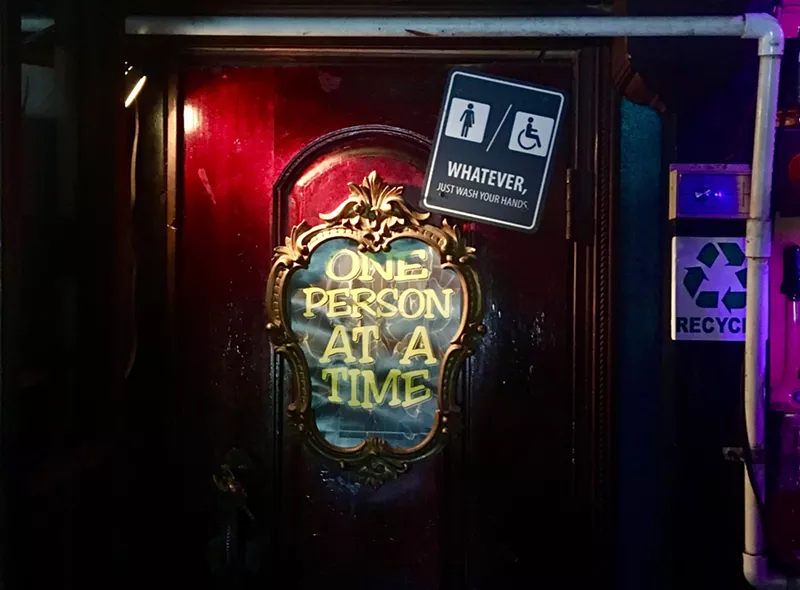 Image: In the Grapevine's famous bathrooms, the gender of inhabitants is less important than the number of people inside.