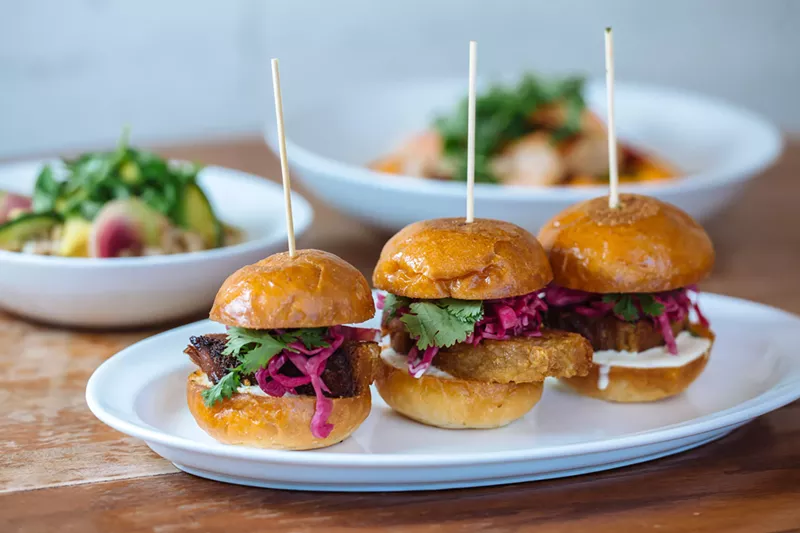 Image: Crispy pork belly sliders.