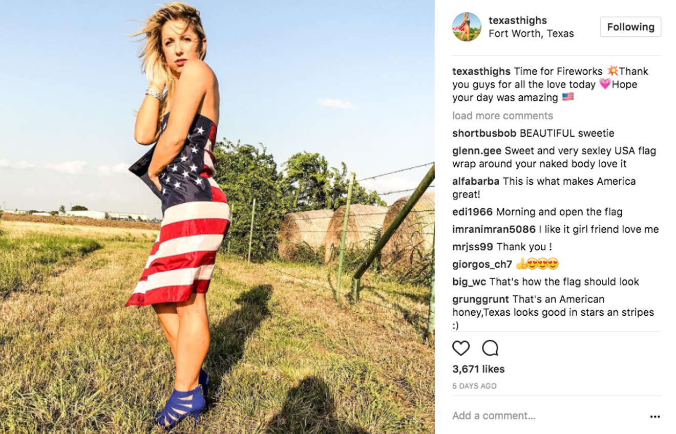 Courtney Ann poses with the American flag for her Instagram account.