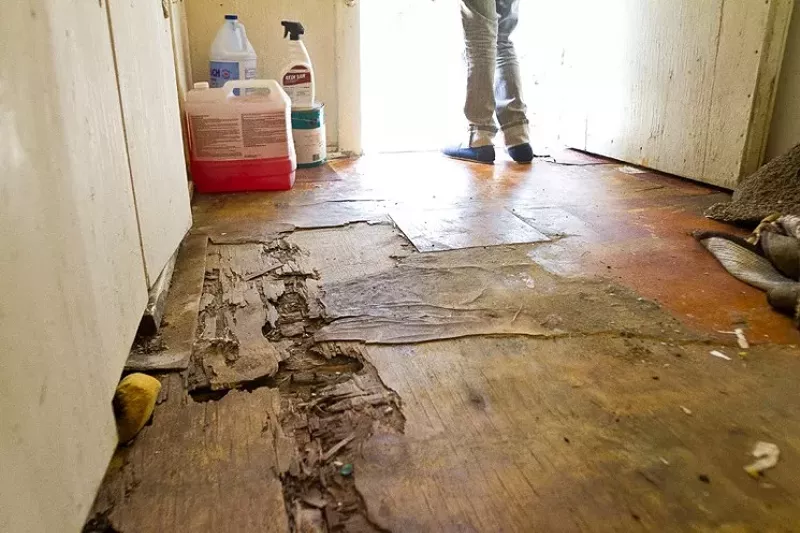 Image: The kitchen floor in Pearlie Mae Brown's house. Whose fault is it?