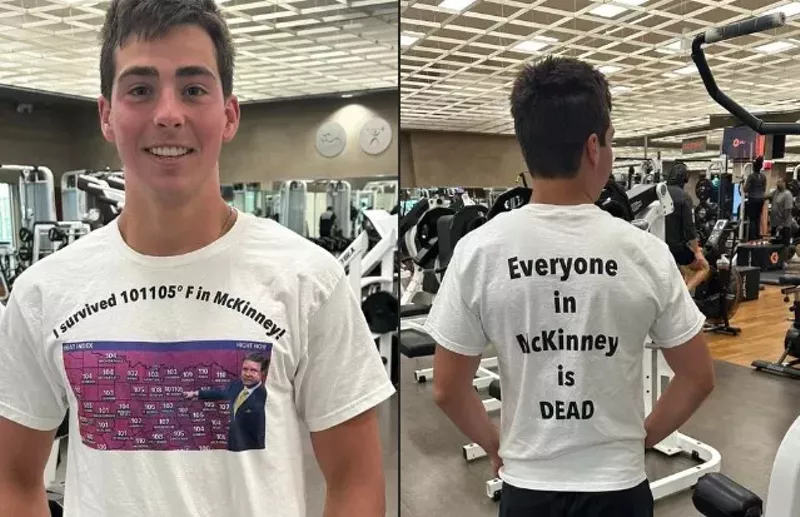 Image: Someone made a shirt quoting WFAA weatherman Pete Delkus' most recent viral moment.
