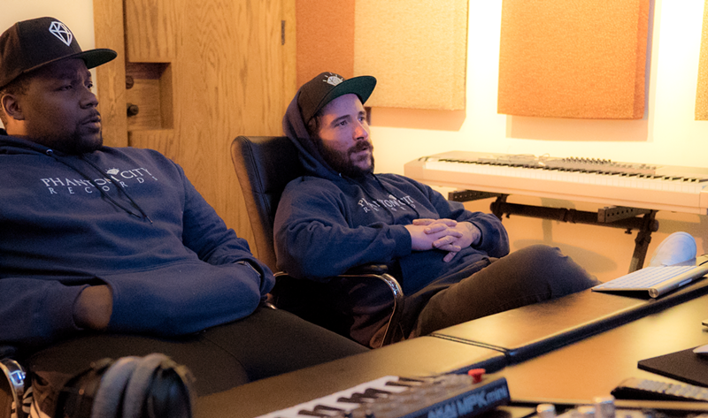 Image: Ladarrion Burton (left) and Chris Nicolaou run Phantom City Records.