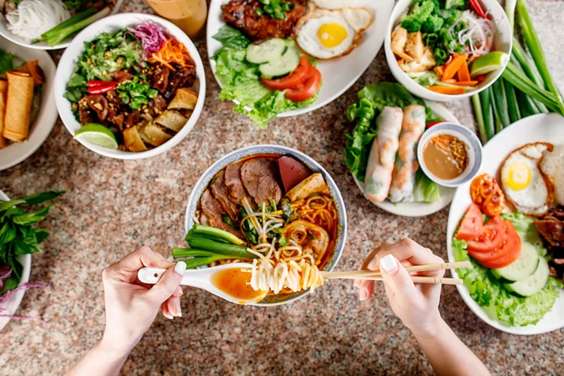 Image: Bun bo Hue (center) is a phenomenal soup.