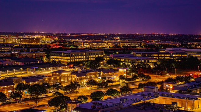 A high-level view of Plano, Texas, at night