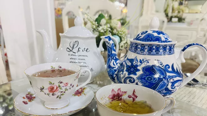 a tea set at chocolate angel