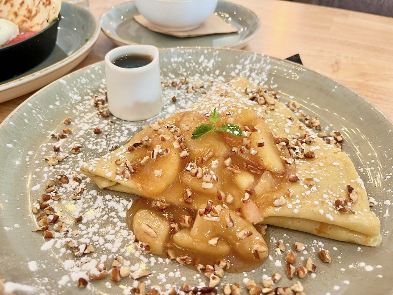 Apple crepes offer a sweet end (or start) to the meal.
