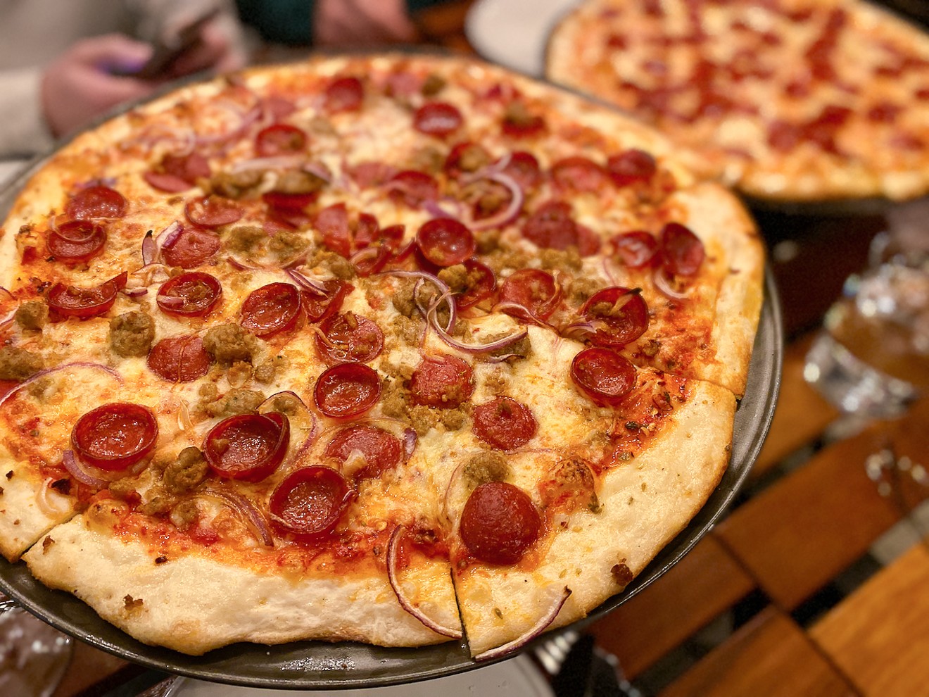 The Donkey is made with a not-very-hot diablo sauce, pepperoni and spicy Italian sausage.