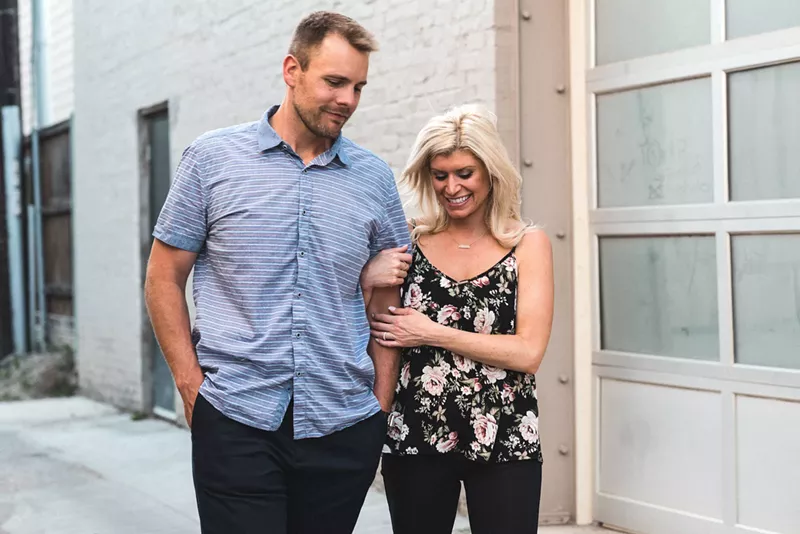 Image: Here are two married strangers, Amber and Dave, on their way to Simply Fondue. Or tantric class.