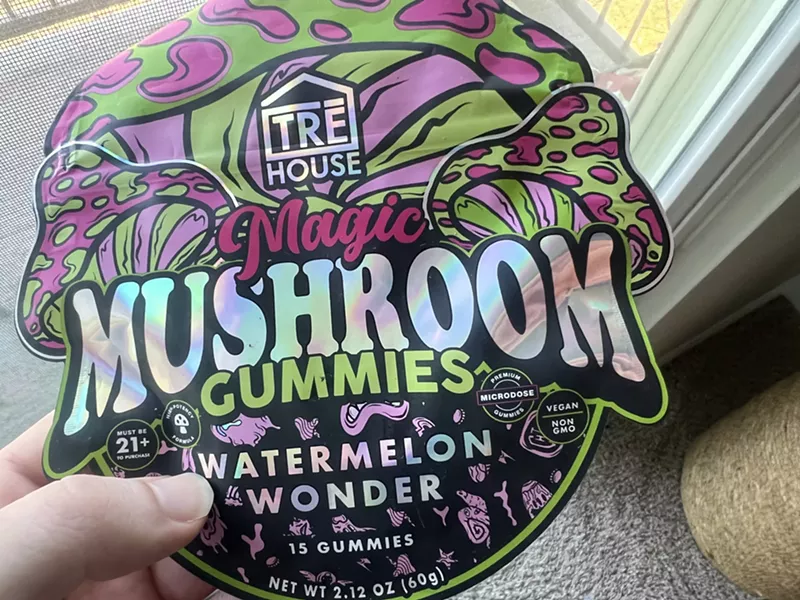 Image: A package of TRE House mushroom gummies.