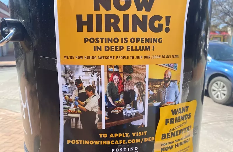 Image: A sign posted in Deep Ellum before Postino's opening.