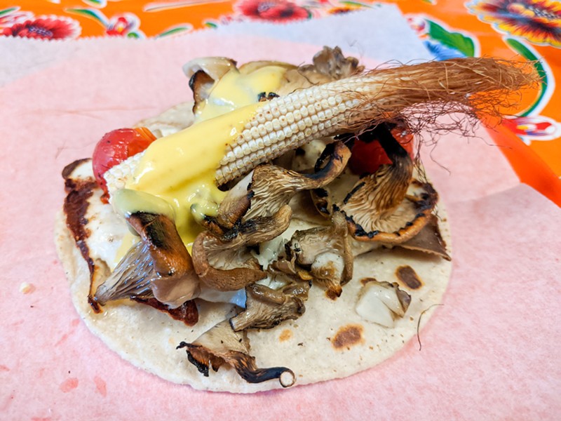 A charred mushroom taco served at last week's dinner