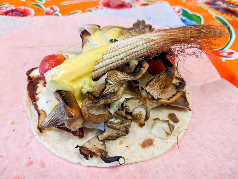 Image: A charred mushroom taco served at last week's dinner