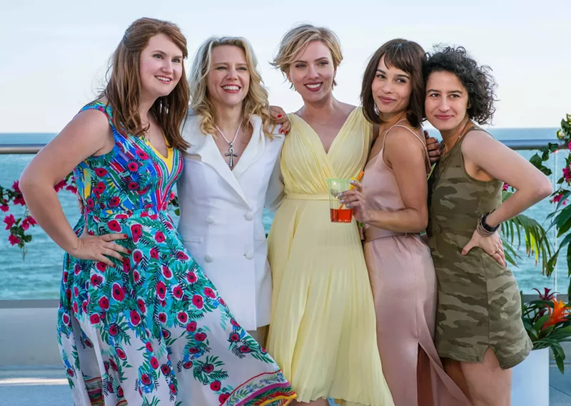 Image: Jillian Bell, (Kate McKinnon, (Scarlett Johansson, Zoë Kravitz, and Illana Grazer