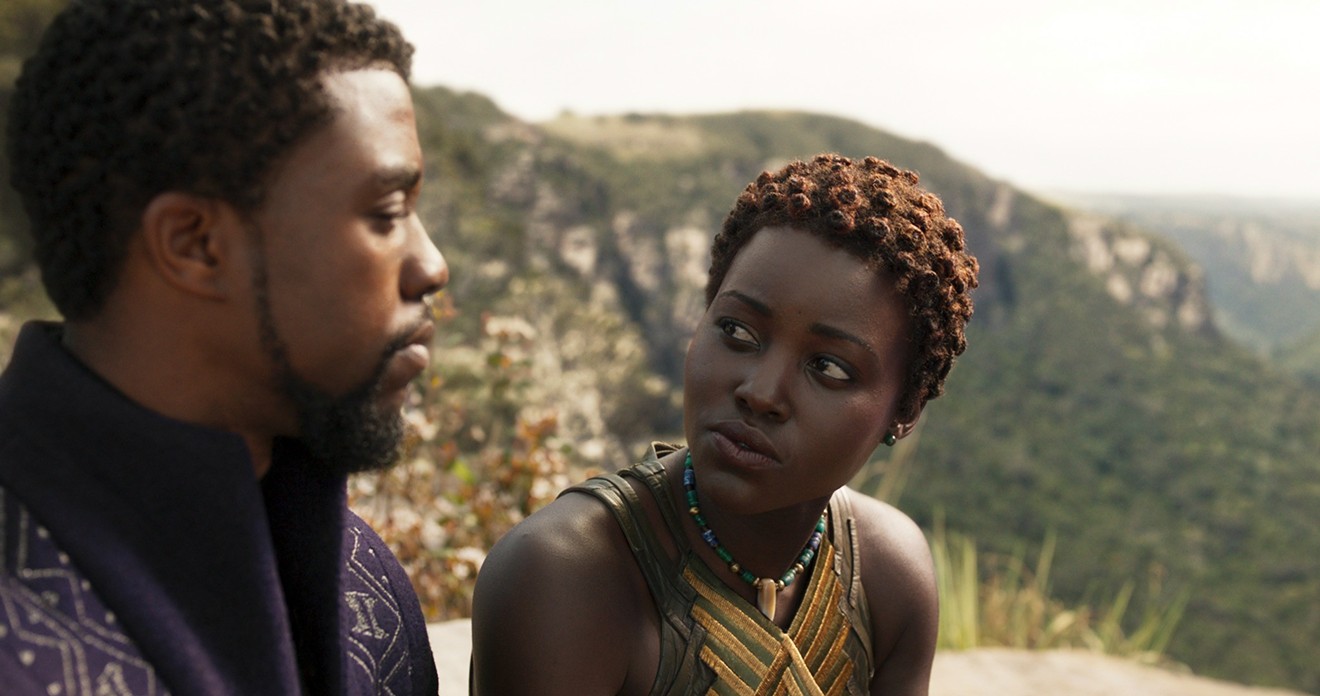 Chadwick Boseman (left) and Lupita Nyong'o star in Black Panther, the Marvel film about a monarch and superhero who hails from the fictional country Wakanda, an African tech-utopia that has never been conquered and is uniquely rich.