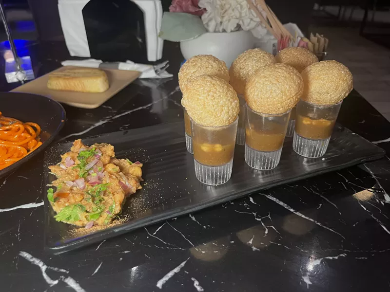 Image: Try a shot of pani puri, Sheesh's clever rendition of a classic South Asian street food.