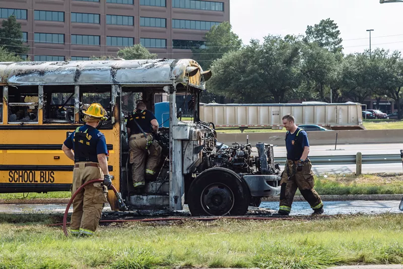 Image: No one was hurt when this Dallas County Schools bus burst into flames Friday afernoon.