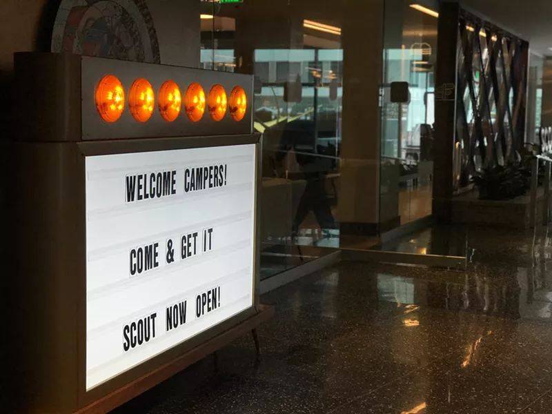 Image: The Statler's new camping-themed "social space," Scout, is open downtown.