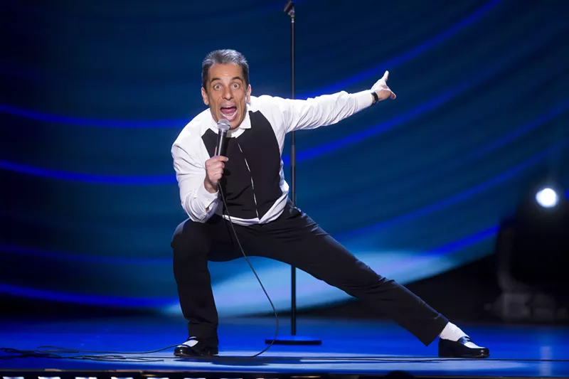 Image: Comedian Sebastian Maniscalco performing at the Beacon Theatre in Manhattan for his Showtime stand-up special Why Would You Do That?
