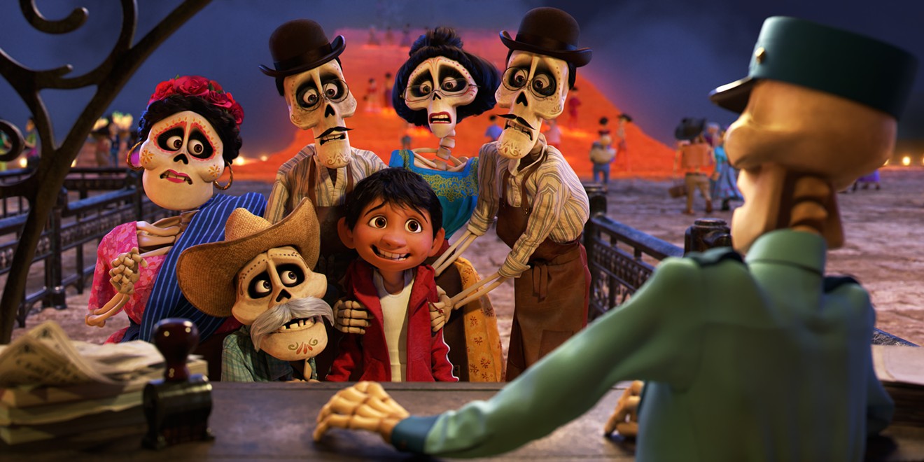 Coco is one of four Pixar movies that will be screened at the new Texas Lottery Plaza as part of the Alamo Drafthouse and Toyota Music Factory's Pix on the Plaza series.