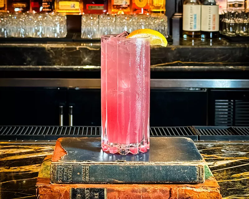 Image: NDA now serves the Due Process mocktail, made with zero-proof tequila, lemon, blueberry, basil and lemonade.