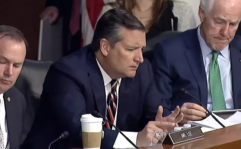 Image: Ted Cruz, deep in thought about what to ask Mark Zuckerberg next.