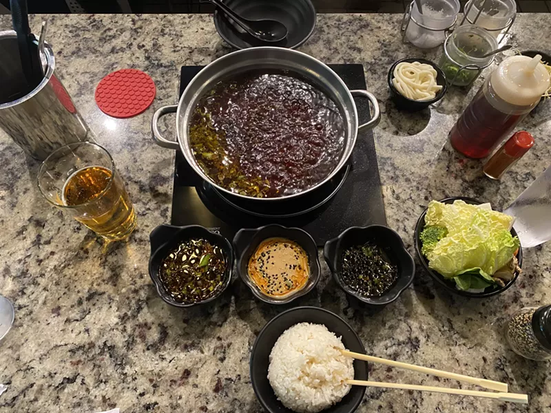Image: The basic setup at Yoshi Shabu Shabu.