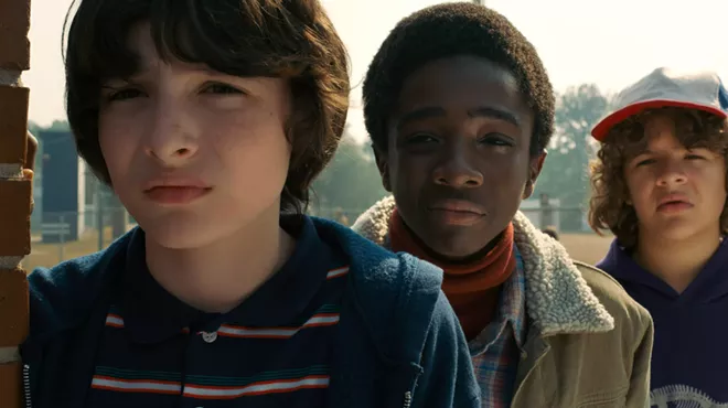 Finn Wolfhard, Caleb McLaughlin and Gaten Matarazzo from Stranger Things.