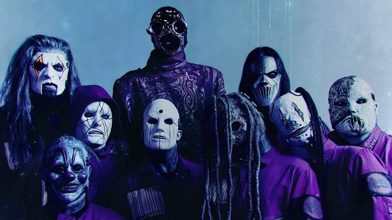 Image: A group photo of famed band Slipknot.