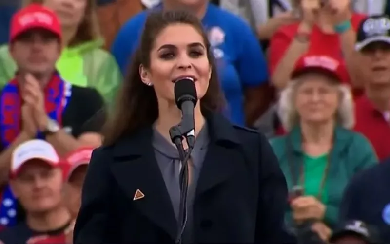 Image: Hope Hicks spoke at a Trump rally in Mobile, Alabama, in December 2016.