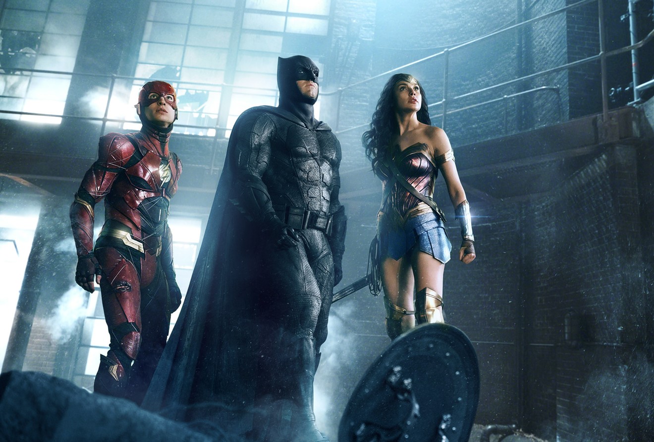 Among the players on this winning team of superheroes in Justice League are (from left): The Flash (played by Ezra Miller), Batman (Ben Affleck) and Wonder Woman (Gal Gadot).