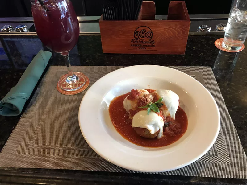 Image: $6 meatballs and a $4 glass of sangria can improve anyone's day.