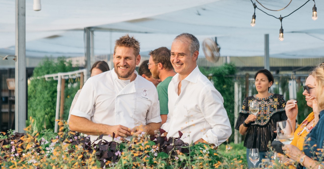 Curtis Stone (left) and Stephan Courseau at Profound Microfarms