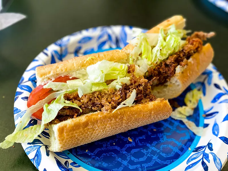 Image: Soft-shell crab po'boy at Swamp Café
