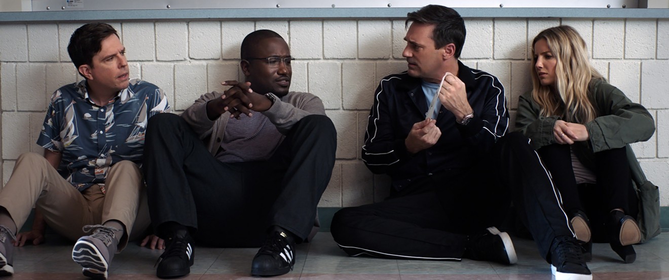 The cast of disparate characters in director Jeff Tomsic's Tag, a film inspired by a true story, includes (from left) Ed Helms, Hannibal Buress, Jon Hamm and Annabelle Wallis.