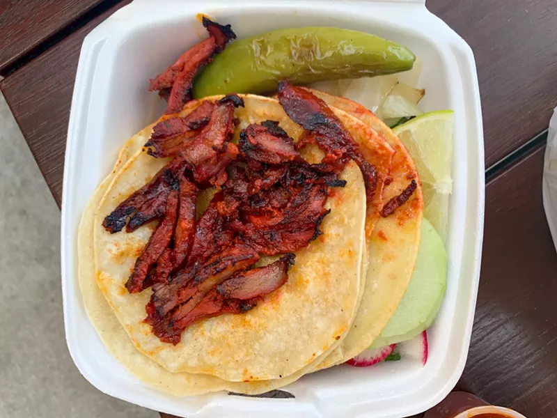 Image: Trompo tacos from Taqueria El Arquito