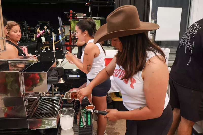Image: jackie hernandez making coffee.