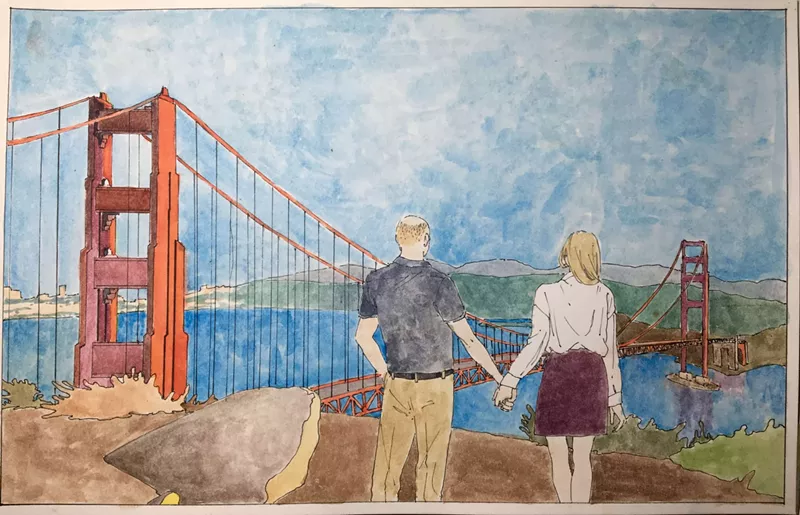 Image: One couple who moved to San Francisco requested that their story be told through illustrations.
