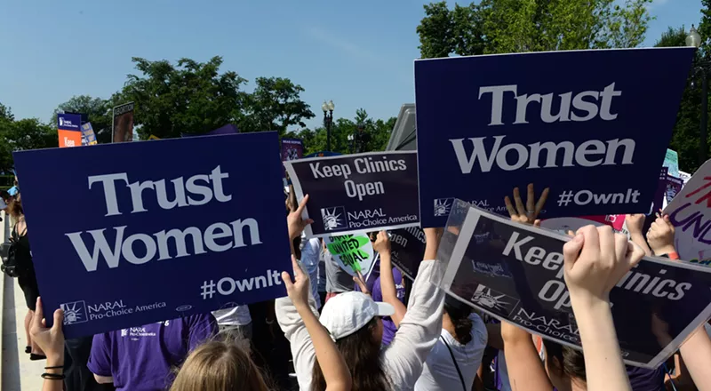 Image: Pro-choice demonstrators march in front of the Supreme Court in 2016.